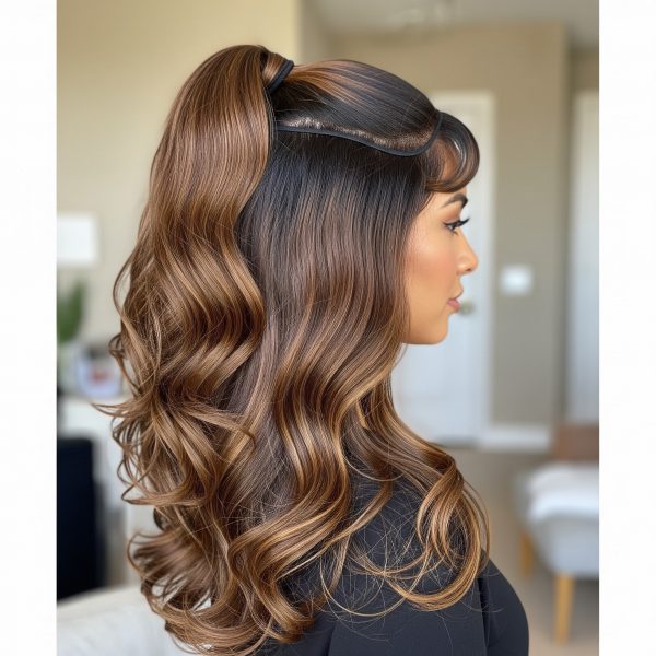 dimi beauty long wavy synthetic ponytail hairpiece – heat resistant, elastic band attachment