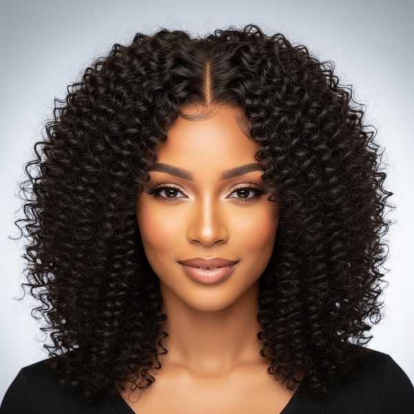 glueless afro kinky curly v part wig