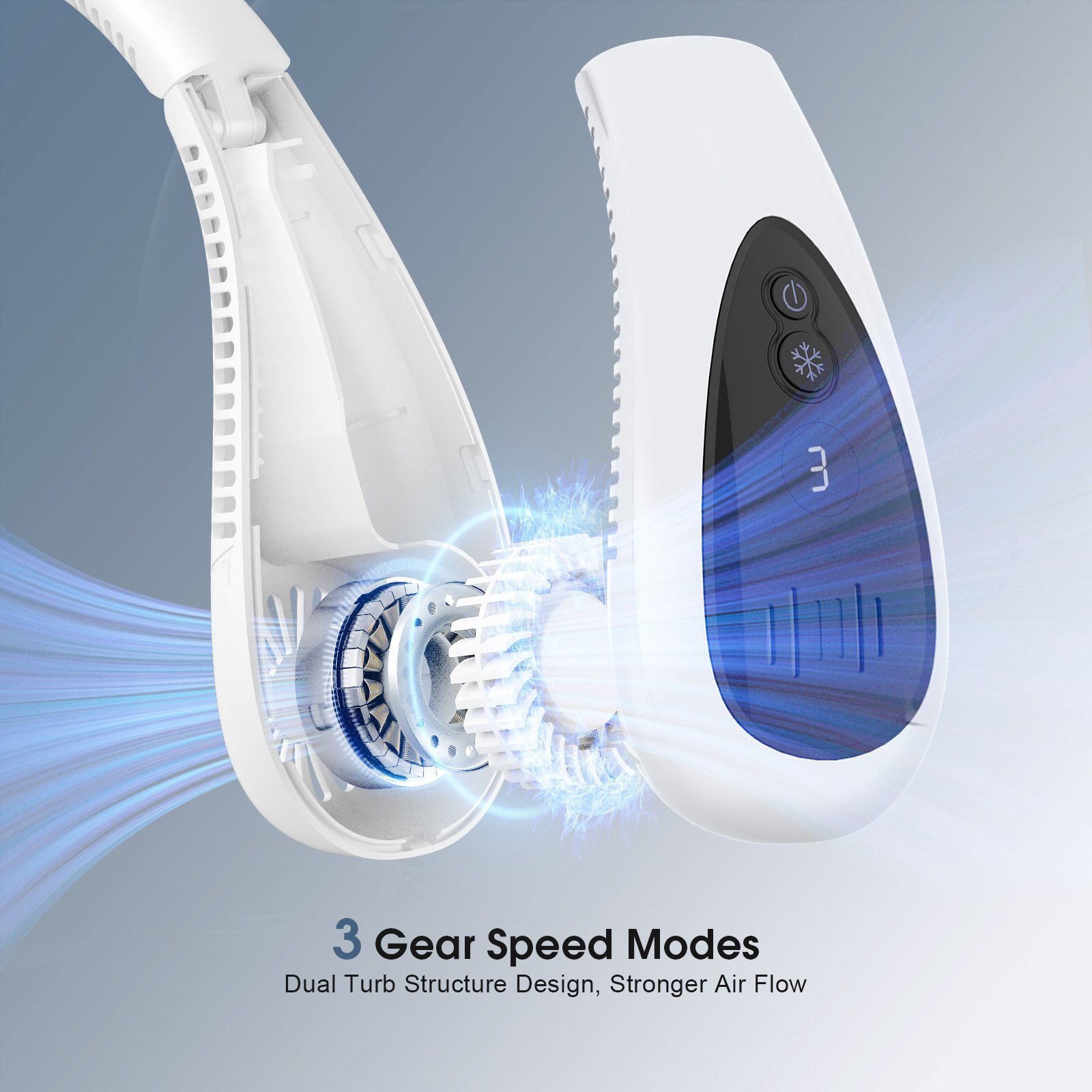 Portable Neck Fan USB Rechargeable Folding Personal Fan with Adjustable Angle and Multiple Speed Settings - Image 10