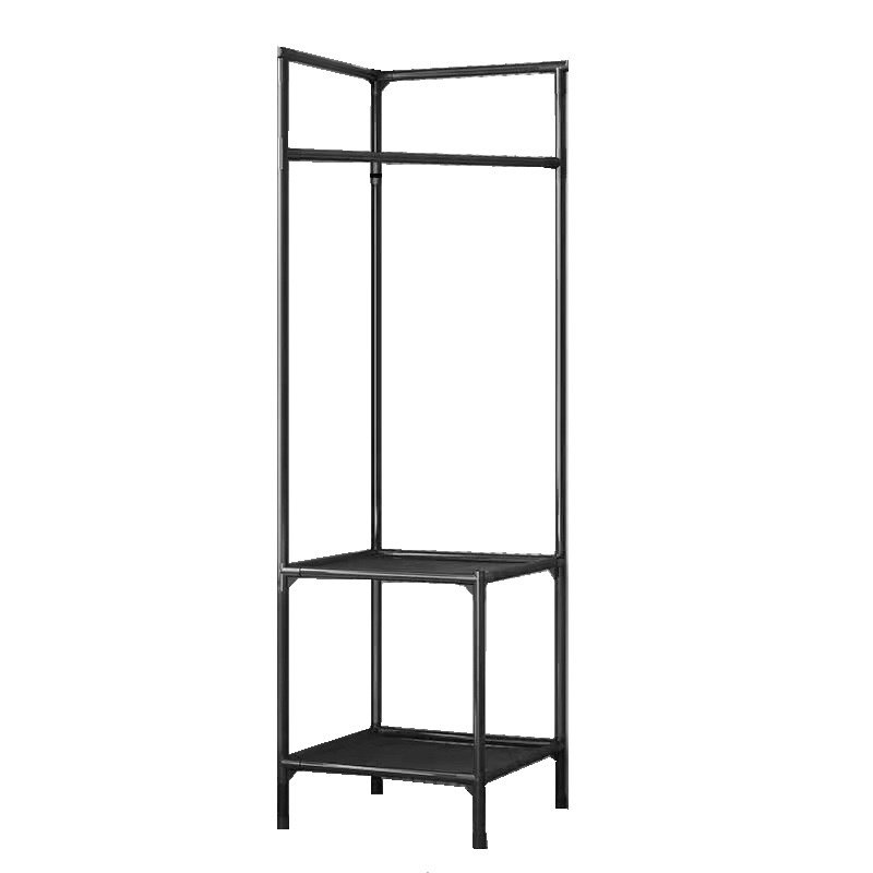 Freestanding Corner Coat Rack with Shelves, Multi-Tier Garment Rack Organizer (Black)