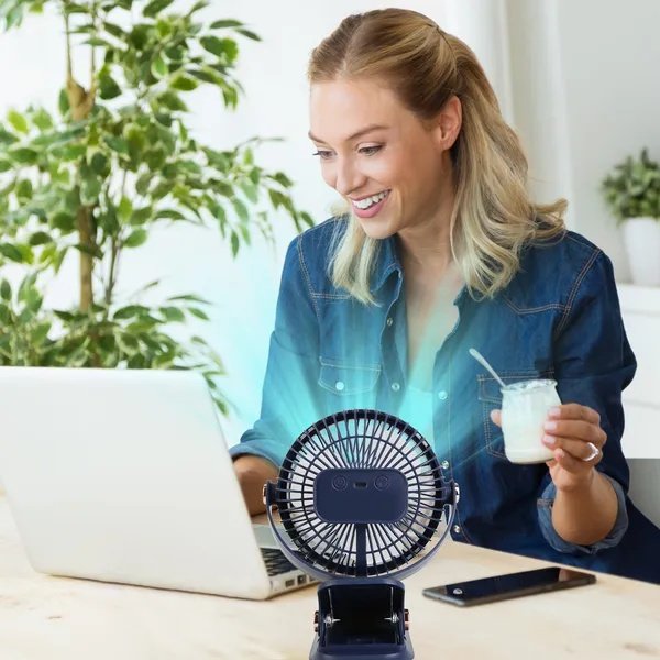 Portable Clip Fan USB Rechargeable Desk Fan with Adjustable Angle and Multiple Speed Settings for Home Office Travel - Image 2