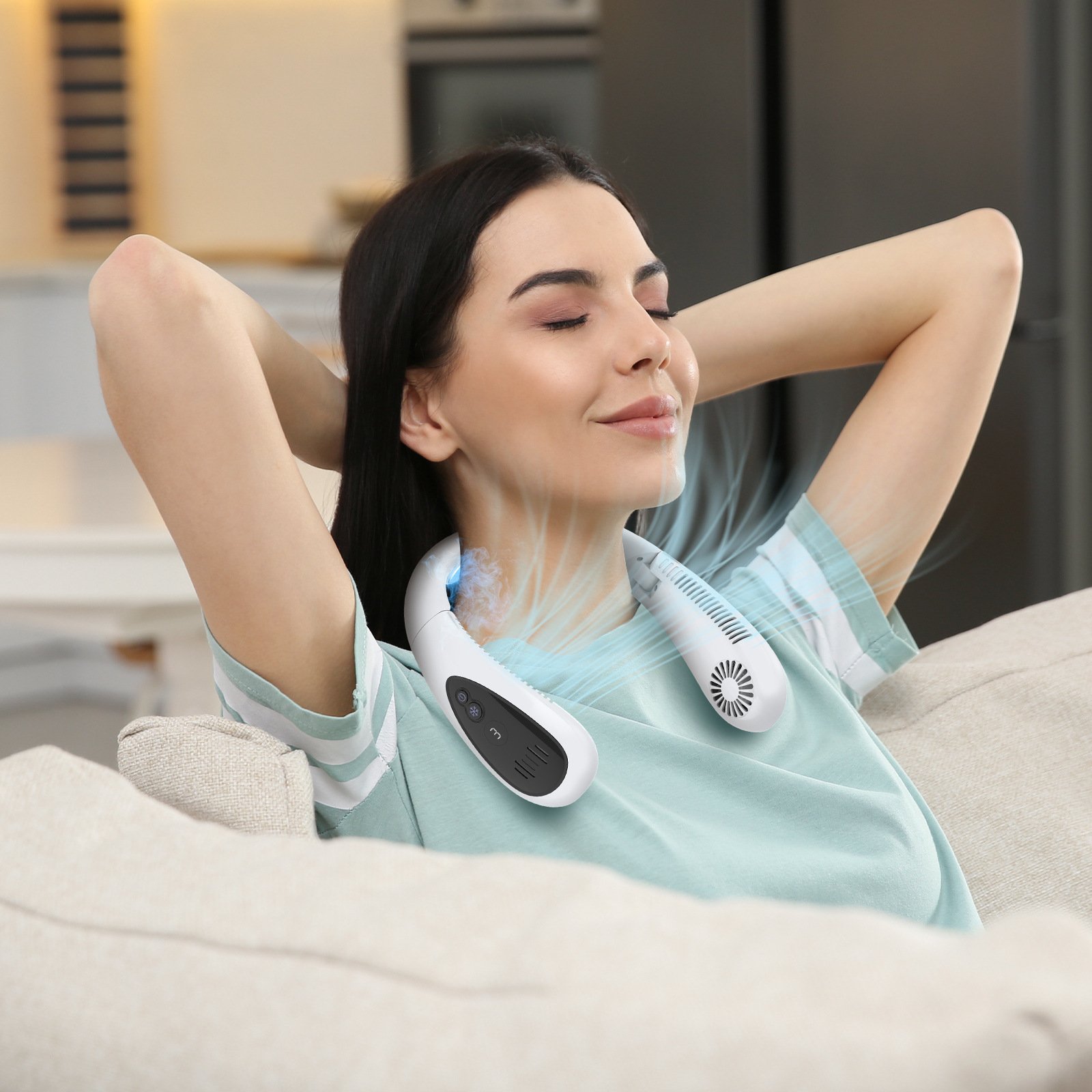 Portable Neck Fan USB Rechargeable Folding Personal Fan with Adjustable Angle and Multiple Speed Settings - Image 4