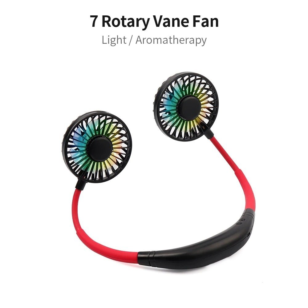Portable Dual Head Neck Fan Rechargeable Hands-Free Personal Cooling Fan Adjustable Wearable Fan for Travel Outdoor - Image 5