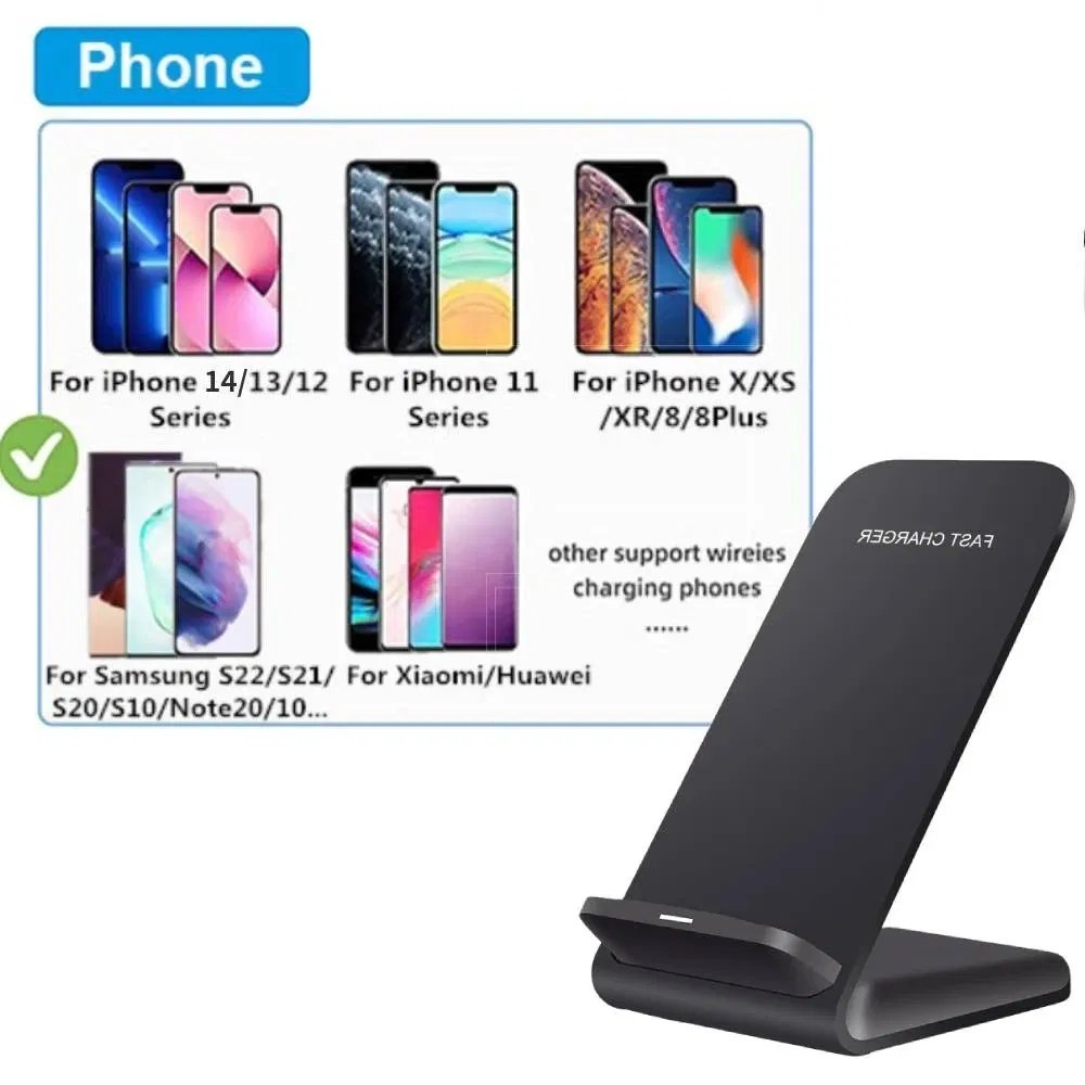 Qi Wireless Charging Stand for Compatible Smartphones (Black) - Image 8