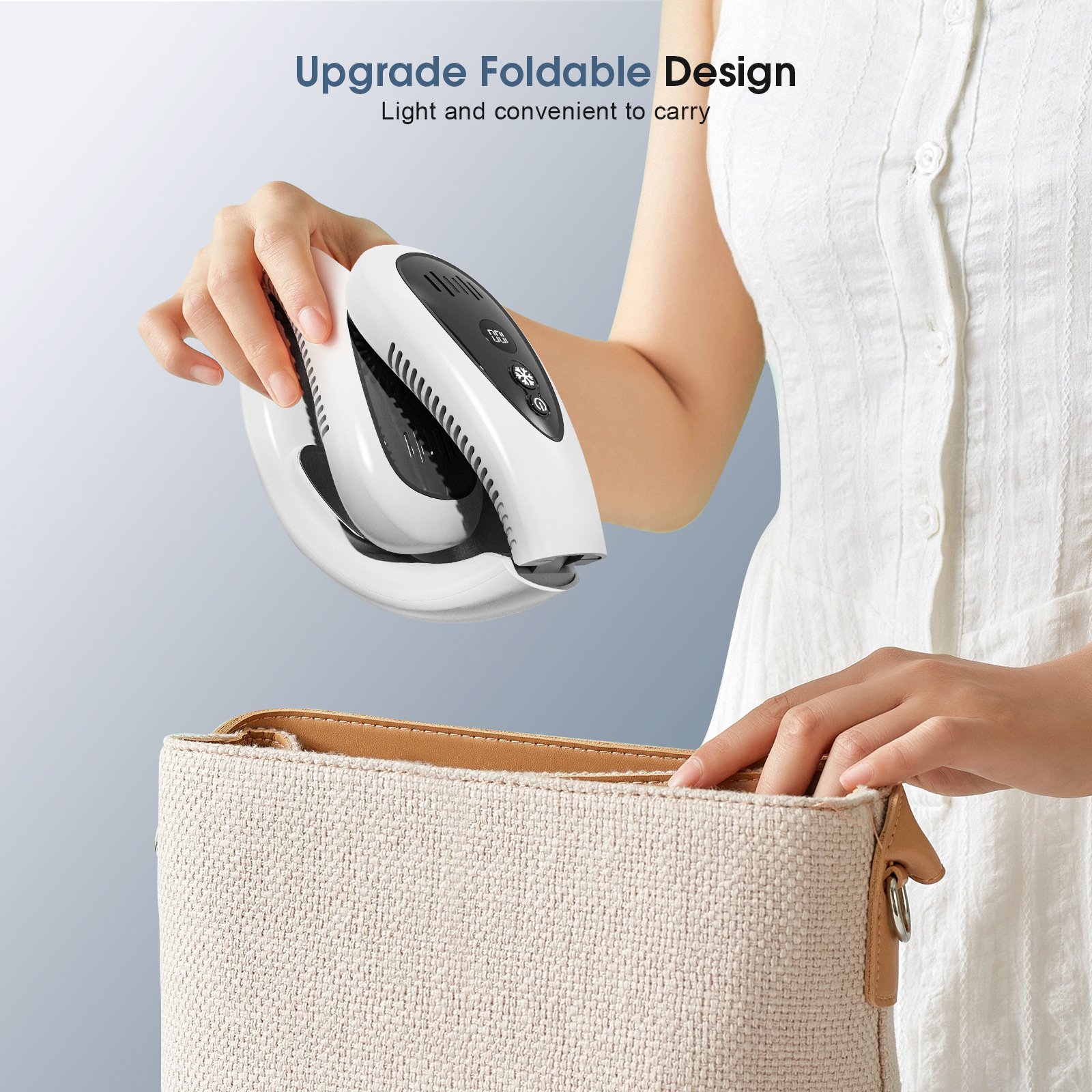 Portable Neck Fan USB Rechargeable Folding Personal Fan with Adjustable Angle and Multiple Speed Settings - Image 7