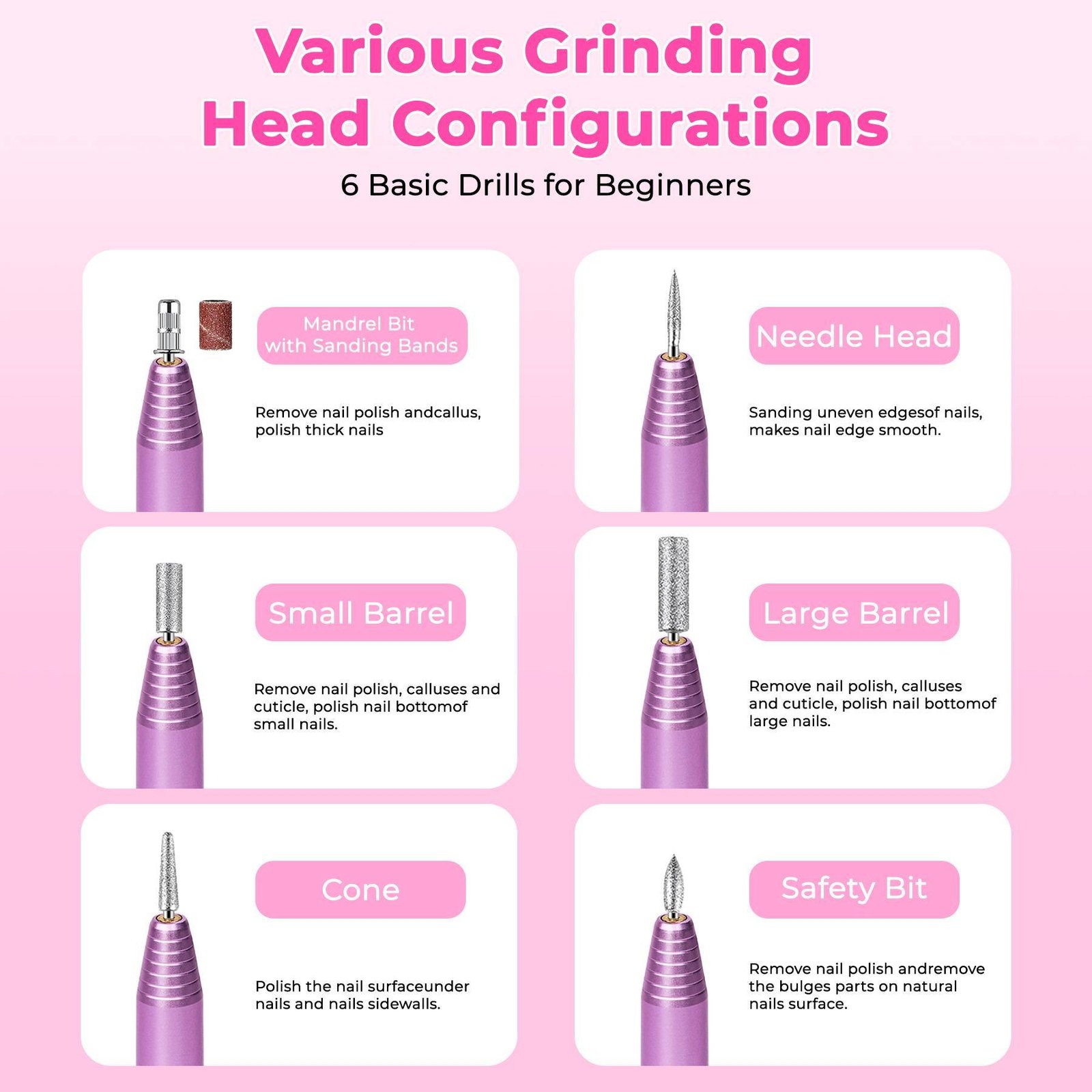 Professional Portable Electric Nail File Kit, Manicure With Nail Drill Bits - Image 3