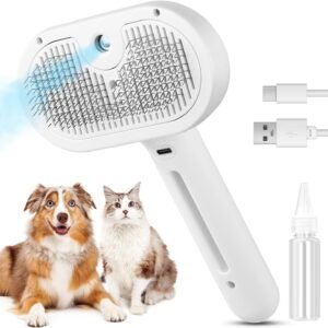 Electric Pet Grooming Brush for Dogs and Cats (White)