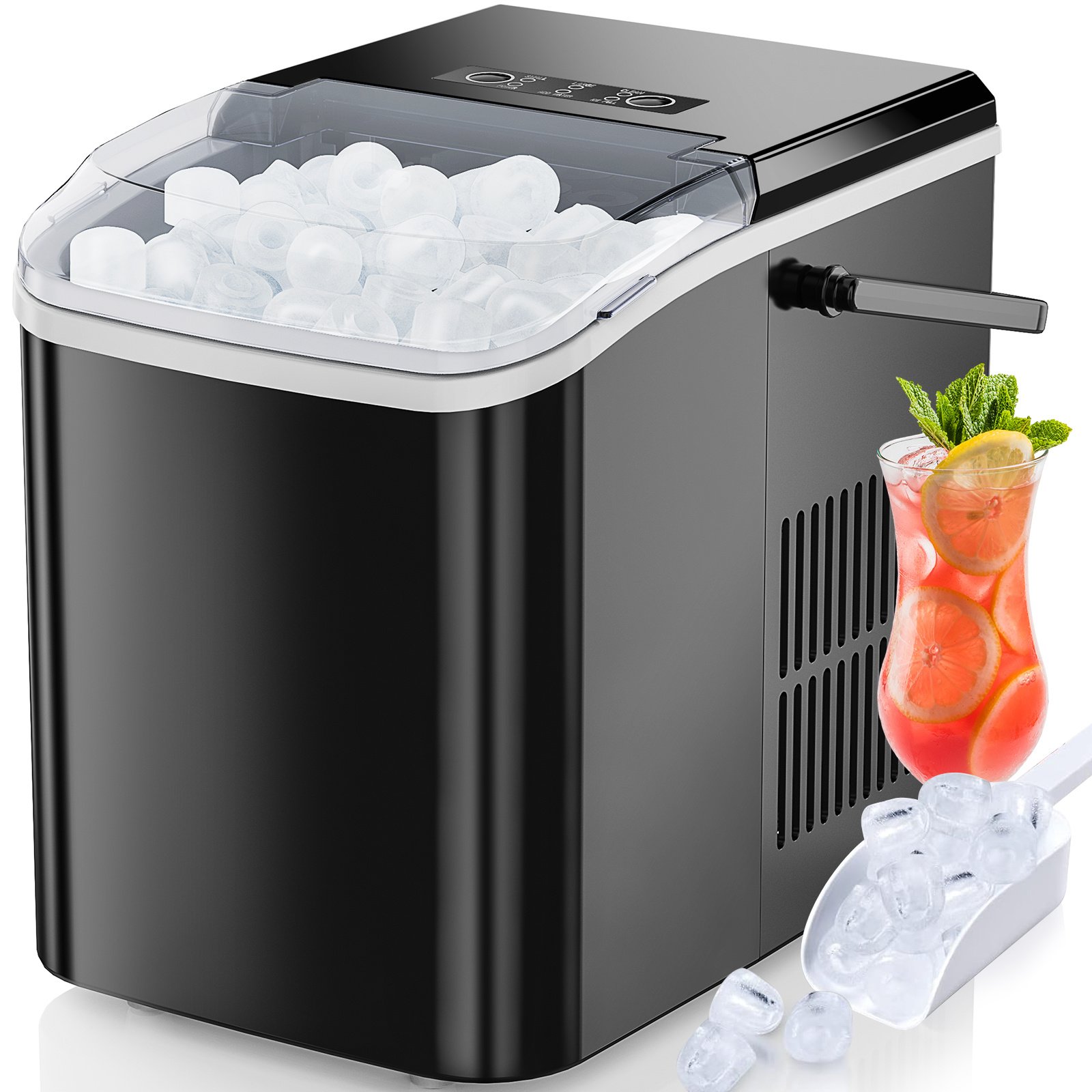 Portable Countertop Ice Maker Machine with Self-Cleaning Function and Ice Scoop