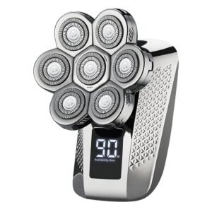 Rechargeable Rotary Head Shaver for Men with Multi-Head Design (Silver)