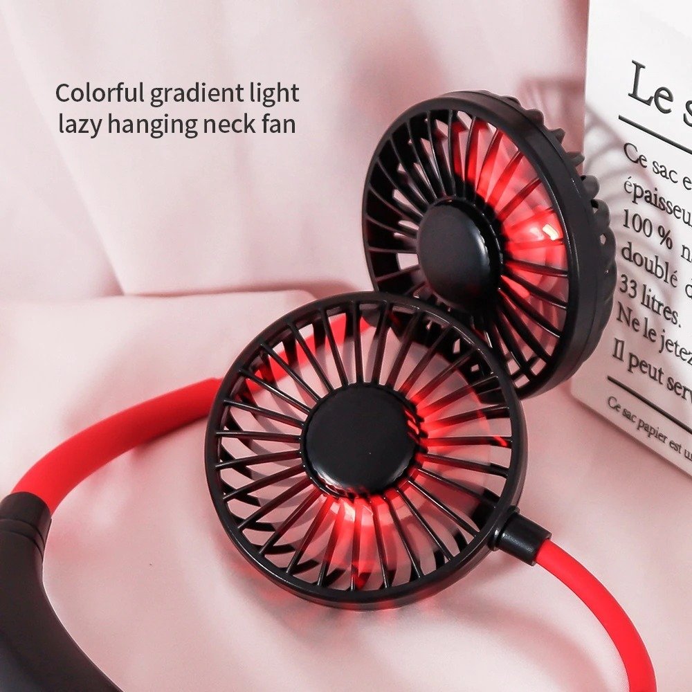 Portable Dual Head Neck Fan Rechargeable Hands-Free Personal Cooling Fan Adjustable Wearable Fan for Travel Outdoor - Image 3