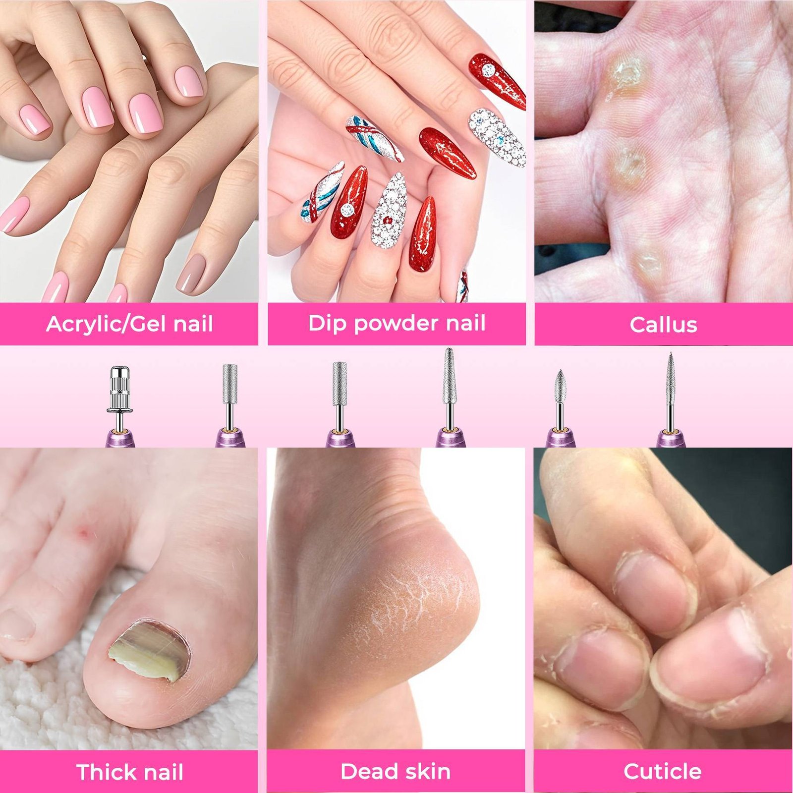 Professional Portable Electric Nail File Kit, Manicure With Nail Drill Bits - Image 7