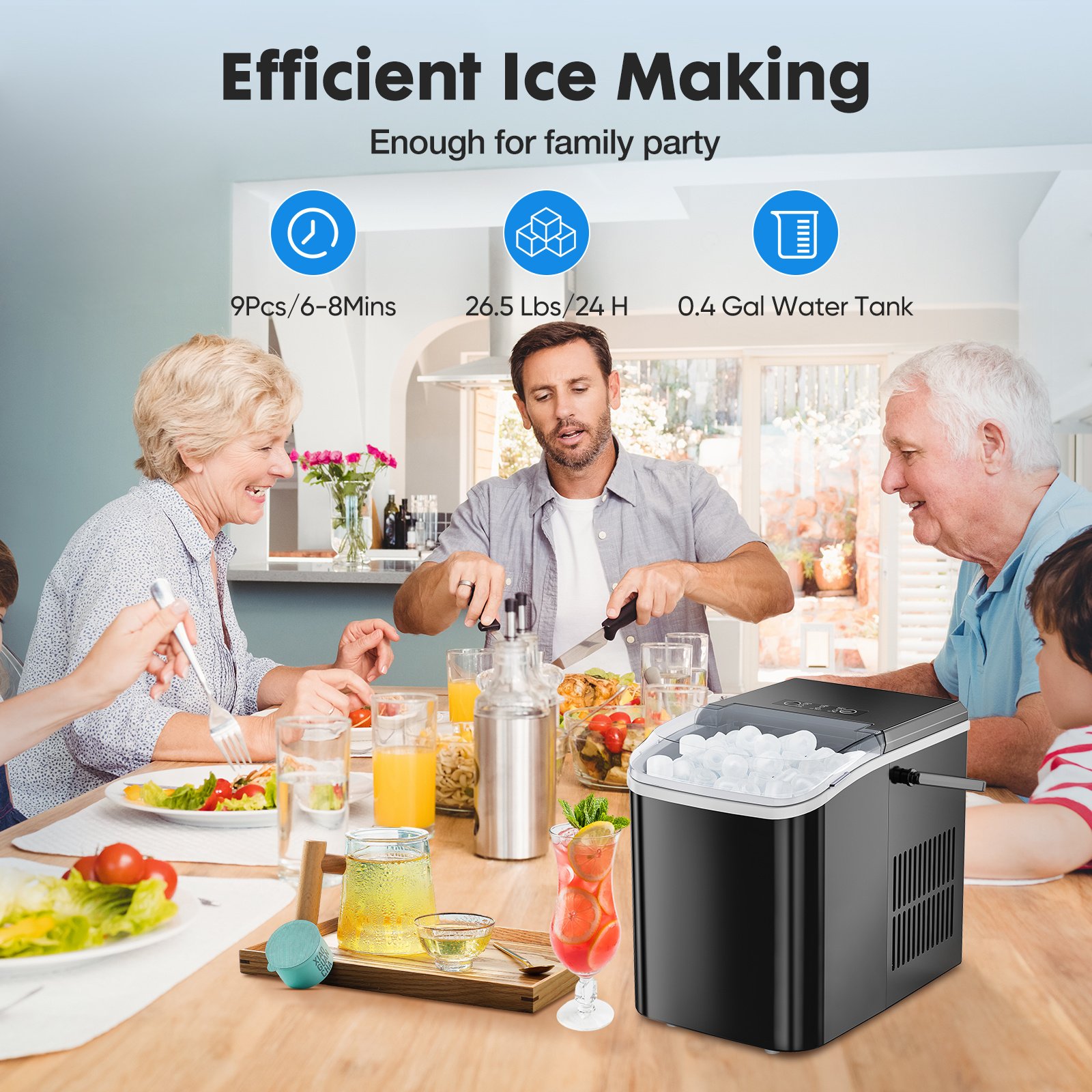Portable Countertop Ice Maker Machine with Self-Cleaning Function and Ice Scoop - Image 3