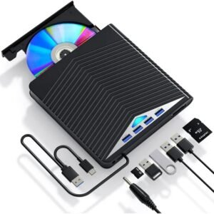 External USB 3.0 CD/DVD Drive for Laptop & Desktop, Portable Optical Drive Reader/Writer (Windows/Mac/Linux)