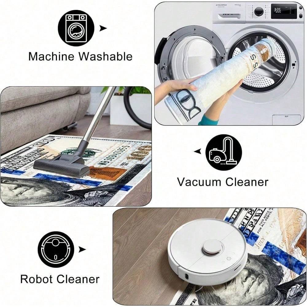 Printed Area Rug with Non-Slip Backing, Rectangular Floor Rug for Living Room or Entryway - Image 2