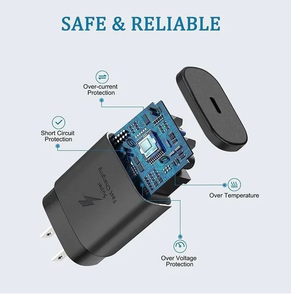 25W Type USB C Super Fast Wall Charger 6FT Cable For Galaxy S20 S21 S22 - Image 3