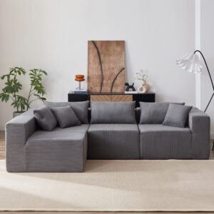 LuxeCorner Modular Corduroy Sectional Sofa – Modern L-Shape Comfort