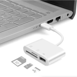 USB-C 3-in-1 Hub Adapter with SD & MicroSD Card Reader and USB Port