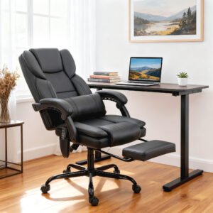 Adjustable Reclining Massage Chair with Footrest – Ergonomic Office & Relaxation Chair