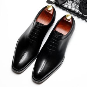 Men’s Formal Leather Dress Shoes – Classic Lace-Up Business Shoes with Pointed Toe